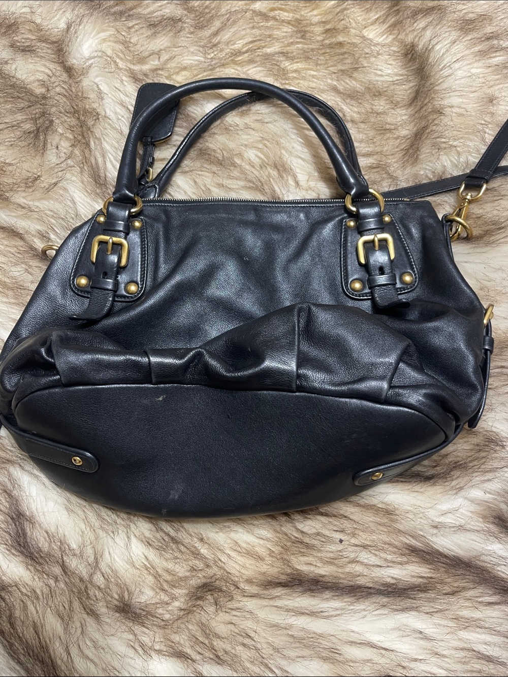 Prada Black Leather Satchel with Gold Hardware - Picture 2 of 5